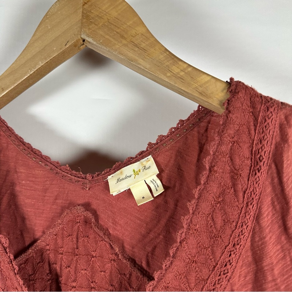 Meadow Rue Rust V-Neck Blouse - Picture 4 of 4